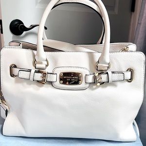 Michael Kors Handbag Cream Crossbody Satchel Purse White Leather Tote Bag 3-Way